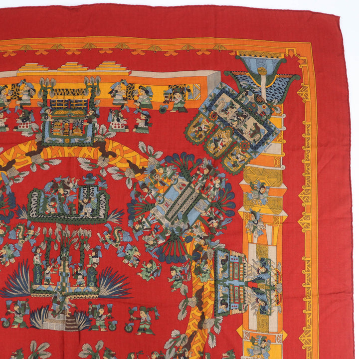 Great HERMES scarf ASTRES et SOLEILS Large shawl Red series cashmere Women
