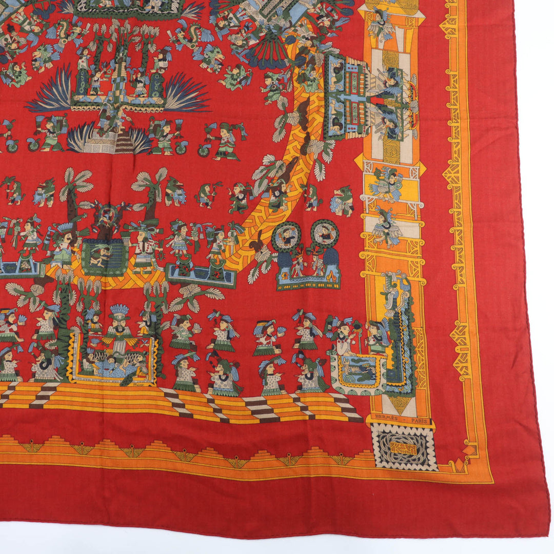Great HERMES scarf ASTRES et SOLEILS Large shawl Red series cashmere Women