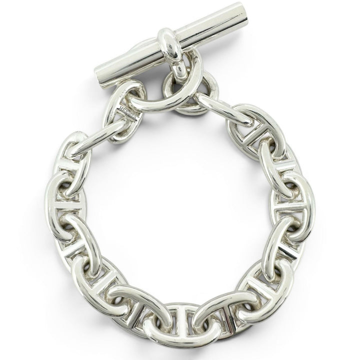 Excellent HERMES bracelet Chene Dunkle PM 15 frames Silver AG925 Women