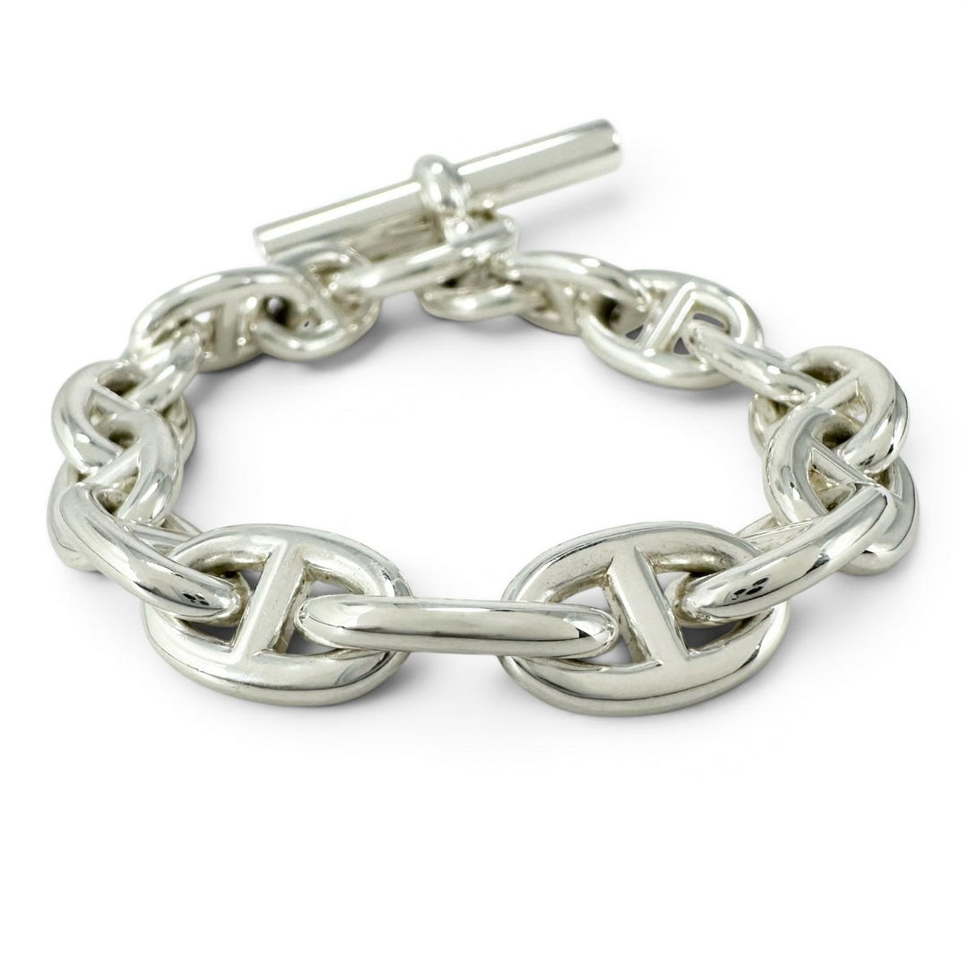 Excellent HERMES bracelet Chene Dunkle PM 15 frames Silver AG925 Women
