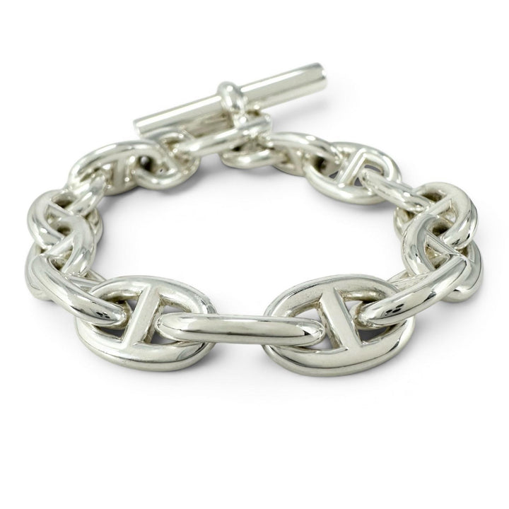 Excellent HERMES bracelet Chene Dunkle PM 15 frames Silver AG925 Women