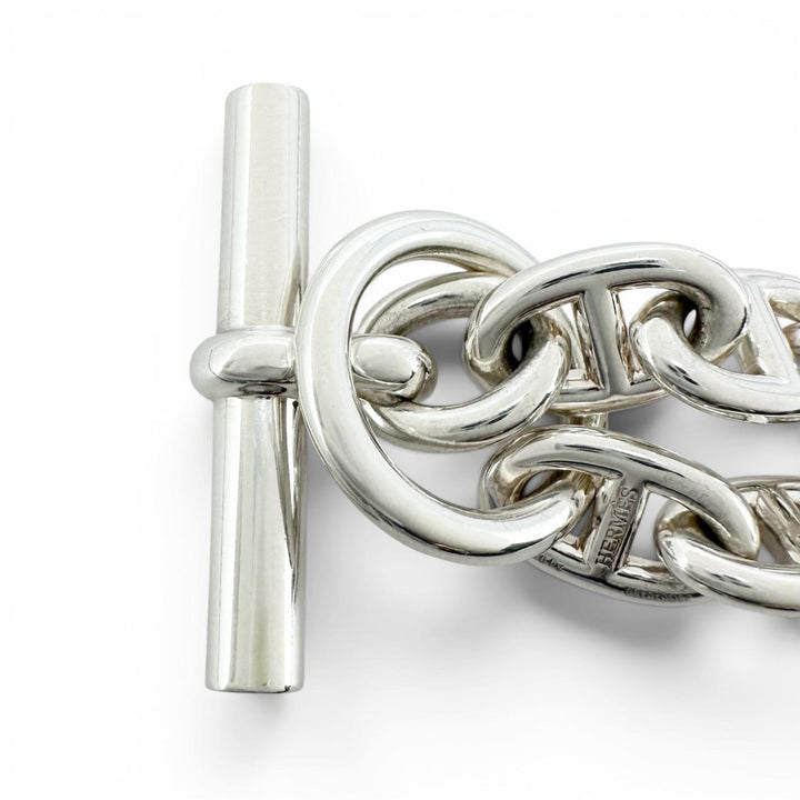 Excellent HERMES bracelet Chene Dunkle PM 15 frames Silver AG925 Women