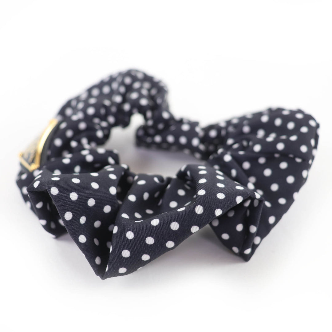 Pristine PRADA hair accessory Triangle logo Tessuto dot pattern scrunchie 1IF015