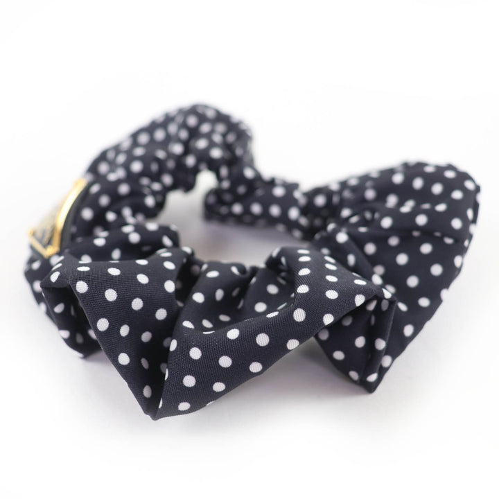 Pristine PRADA hair accessory Triangle logo Tessuto dot pattern scrunchie 1IF015