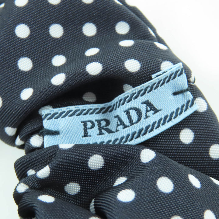 Pristine PRADA hair accessory Triangle logo Tessuto dot pattern scrunchie 1IF015