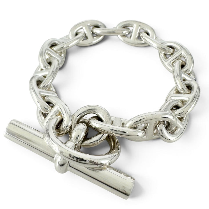 Excellent HERMES bracelet Chene Dunkle PM 15 frames Silver AG925 Women