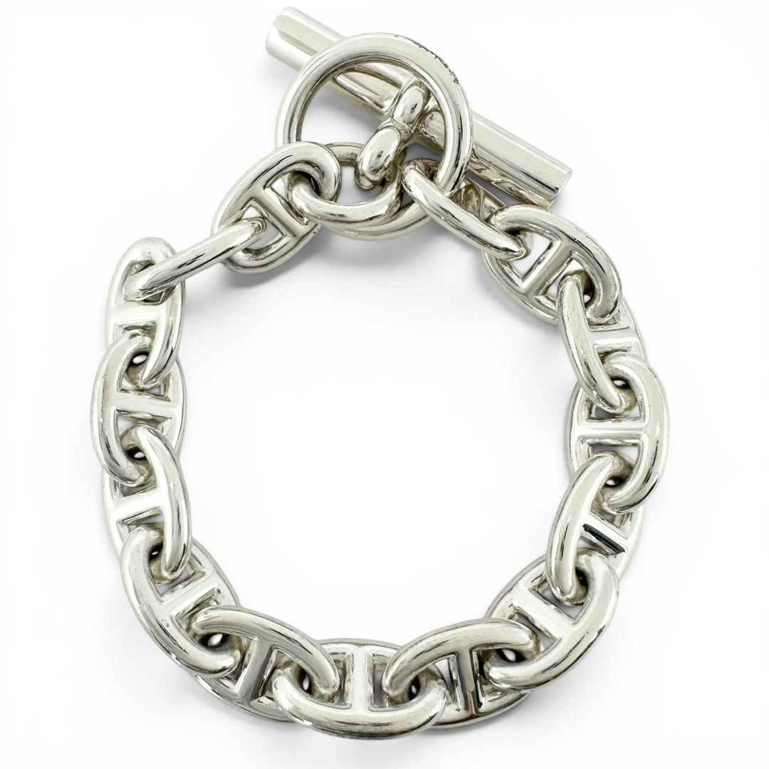 Excellent HERMES bracelet Chene Dunkle PM 15 frames Silver AG925 Women