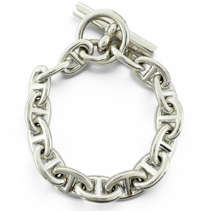 Excellent HERMES bracelet Chene Dunkle PM 15 frames Silver AG925 Women