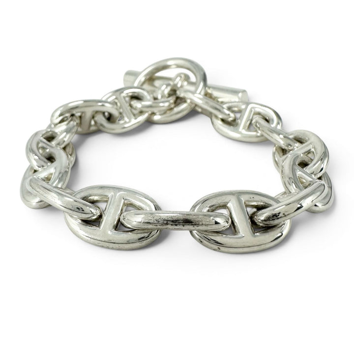 Excellent HERMES bracelet Chene Dunkle PM 15 frames Silver AG925 Women