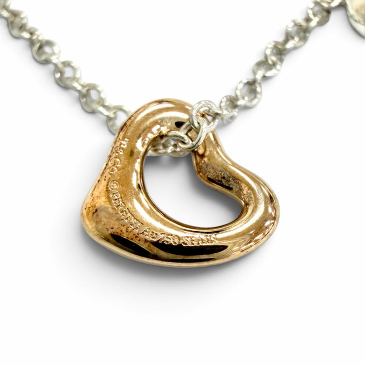 Great TIFFANY&Co. Double Open Heart Necklace Extra Mini Silver 925 Women