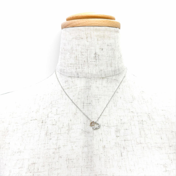 Great TIFFANY&Co. Double Open Heart Necklace Extra Mini Silver 925 Women