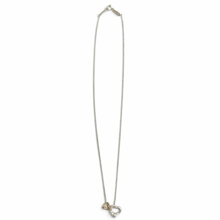 Great TIFFANY&Co. Double Open Heart Necklace Extra Mini Silver 925 Women