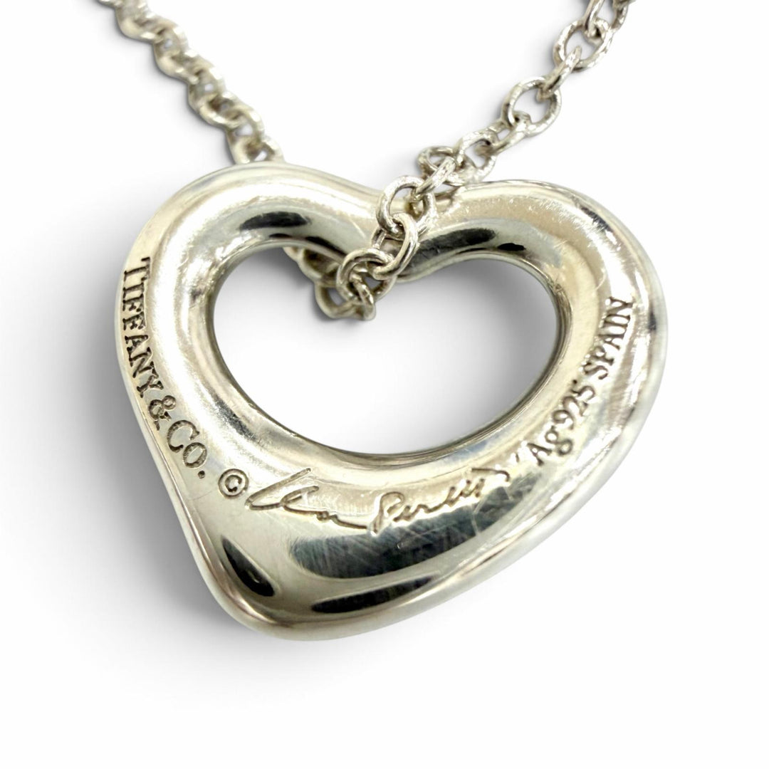 Great TIFFANY&Co. Double Open Heart Necklace Extra Mini Silver 925 Women