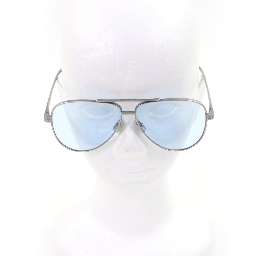 Excellent LOUIS VUITTON sunglasses LV Ride Two Bridges Teardrop Silver metal mens Z2544U