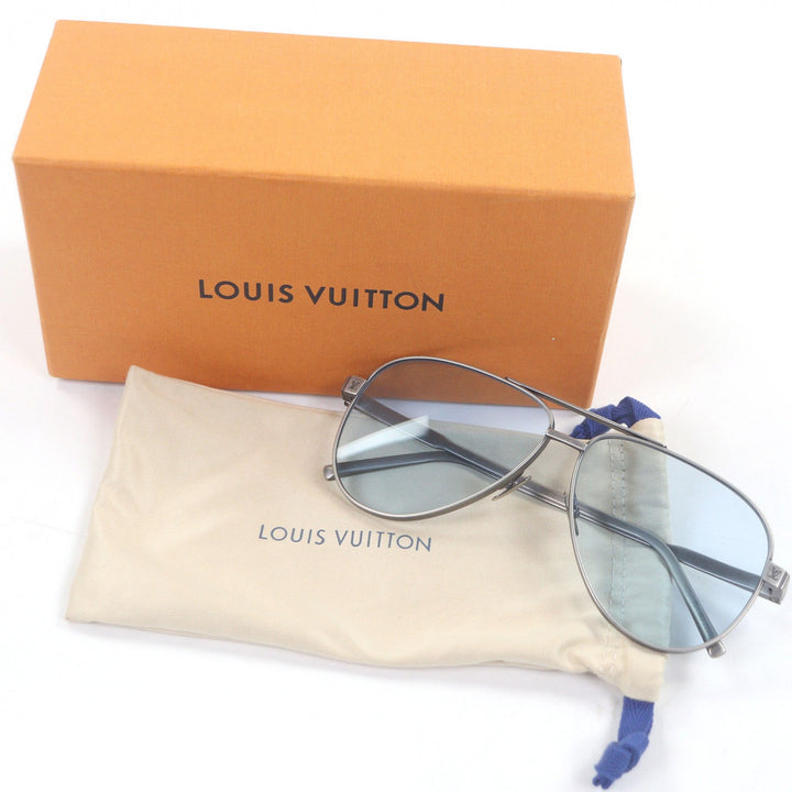 Excellent LOUIS VUITTON sunglasses LV Ride Two Bridges Teardrop Silver metal mens Z2544U