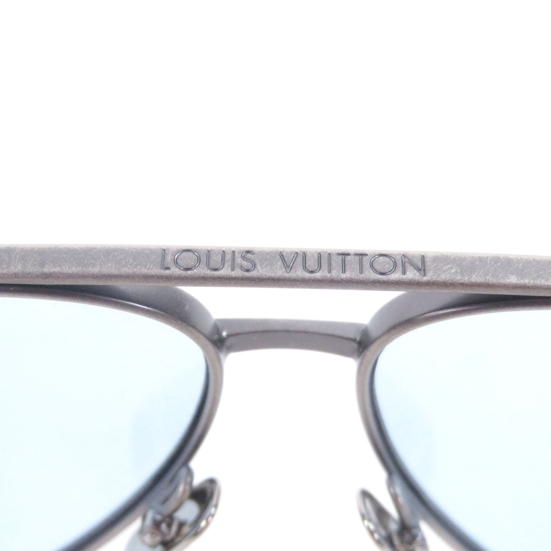 Excellent LOUIS VUITTON sunglasses LV Ride Two Bridges Teardrop Silver metal mens Z2544U