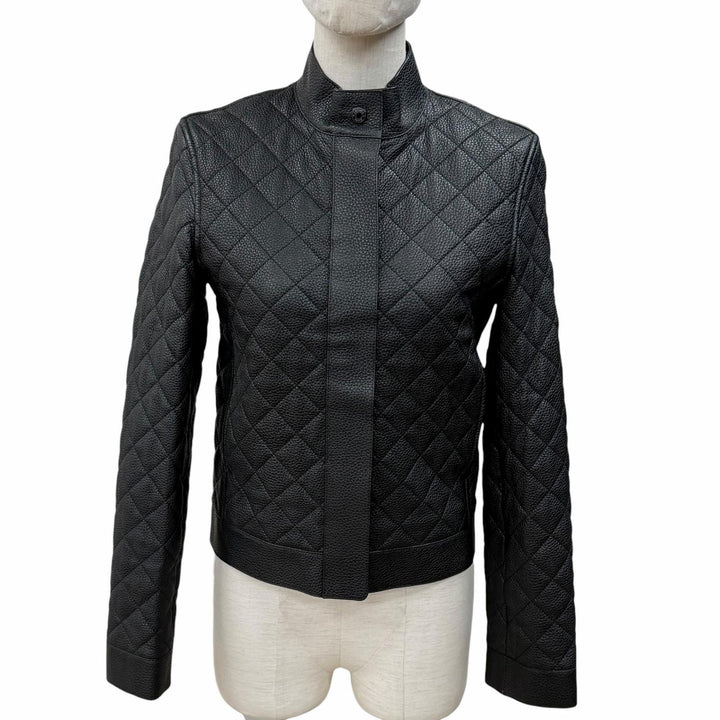 Discounted Excellent HERMES leather jacket black Dearskin Leather Women 34 3H1207D1