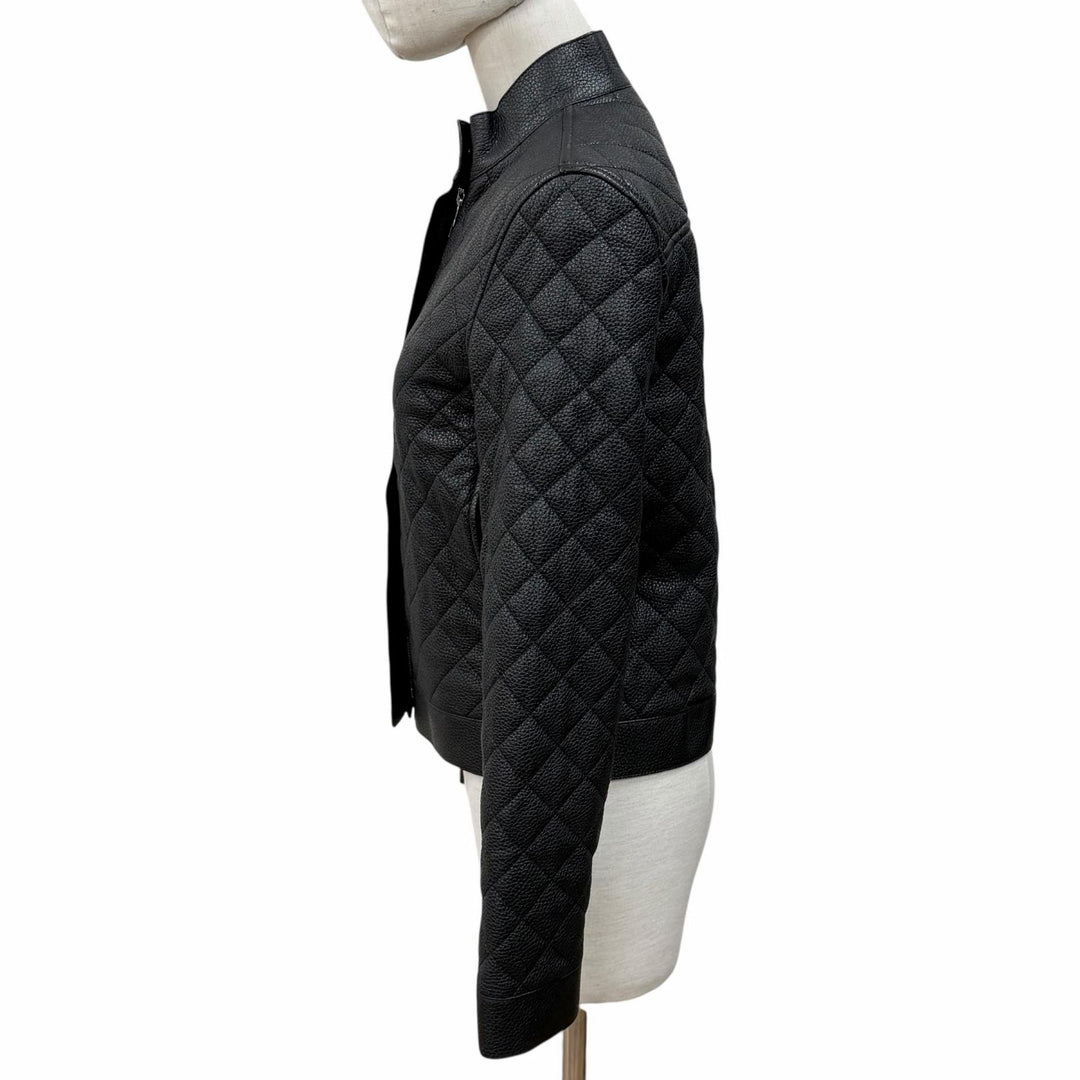 Discounted Excellent HERMES leather jacket black Dearskin Leather Women 34 3H1207D1
