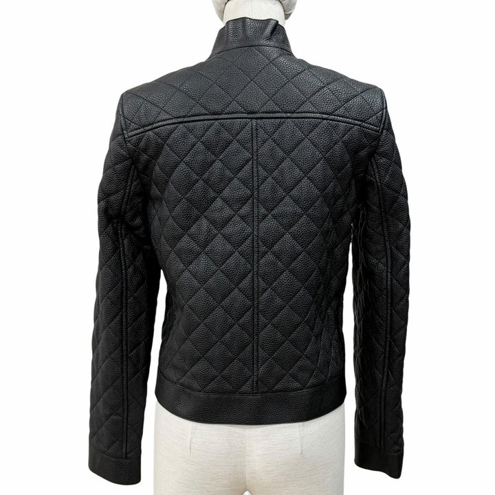 Discounted Excellent HERMES leather jacket black Dearskin Leather Women 34 3H1207D1