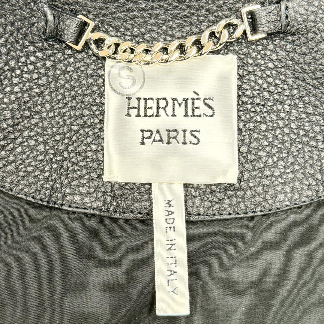 Discounted Excellent HERMES leather jacket black Dearskin Leather Women 34 3H1207D1