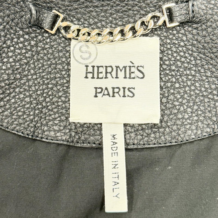Discounted Excellent HERMES leather jacket black Dearskin Leather Women 34 3H1207D1