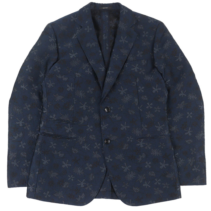 Excellent HERMES tailored jacket All-woven pattern single Navy polyester mens 50