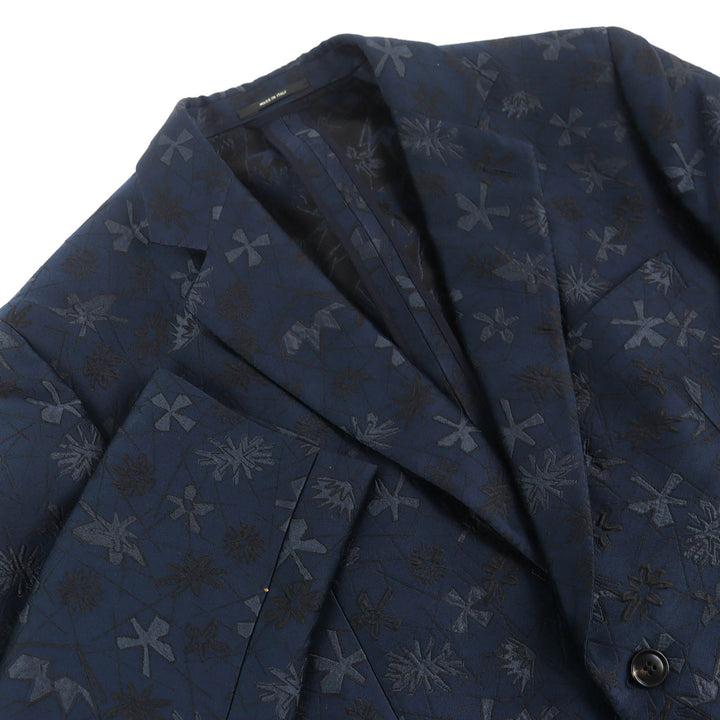 Excellent HERMES tailored jacket All-woven pattern single Navy polyester mens 50