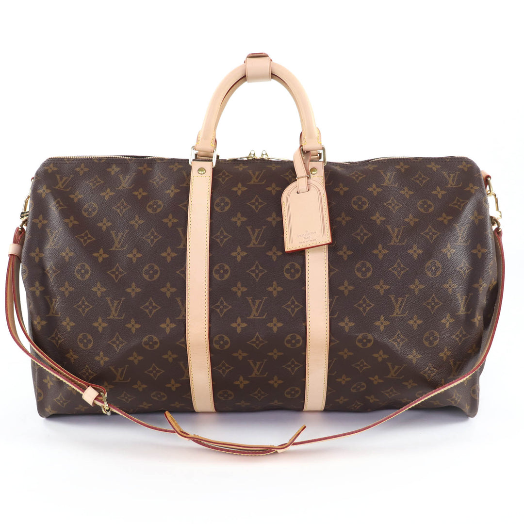 Excellent LOUIS VUITTON Boston bag Keepol Bandriere 55 Monogram canvas M41414