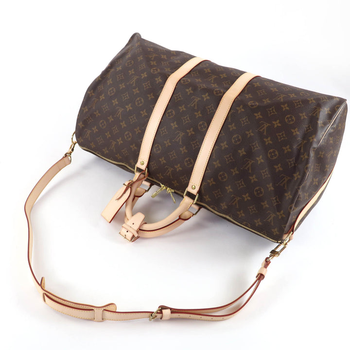 Excellent LOUIS VUITTON Boston bag Keepol Bandriere 55 Monogram canvas M41414