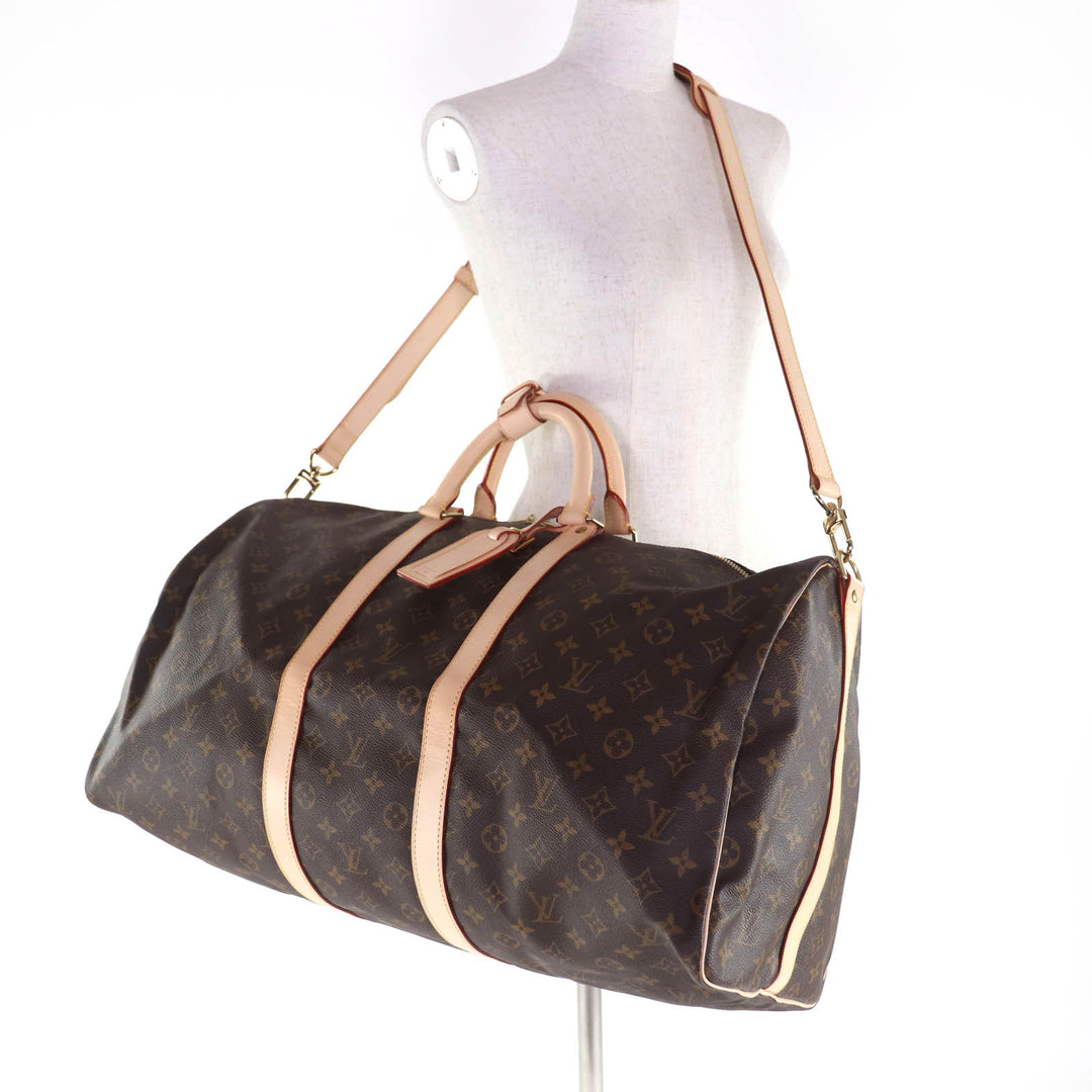 Excellent LOUIS VUITTON Boston bag Keepol Bandriere 55 Monogram canvas M41414