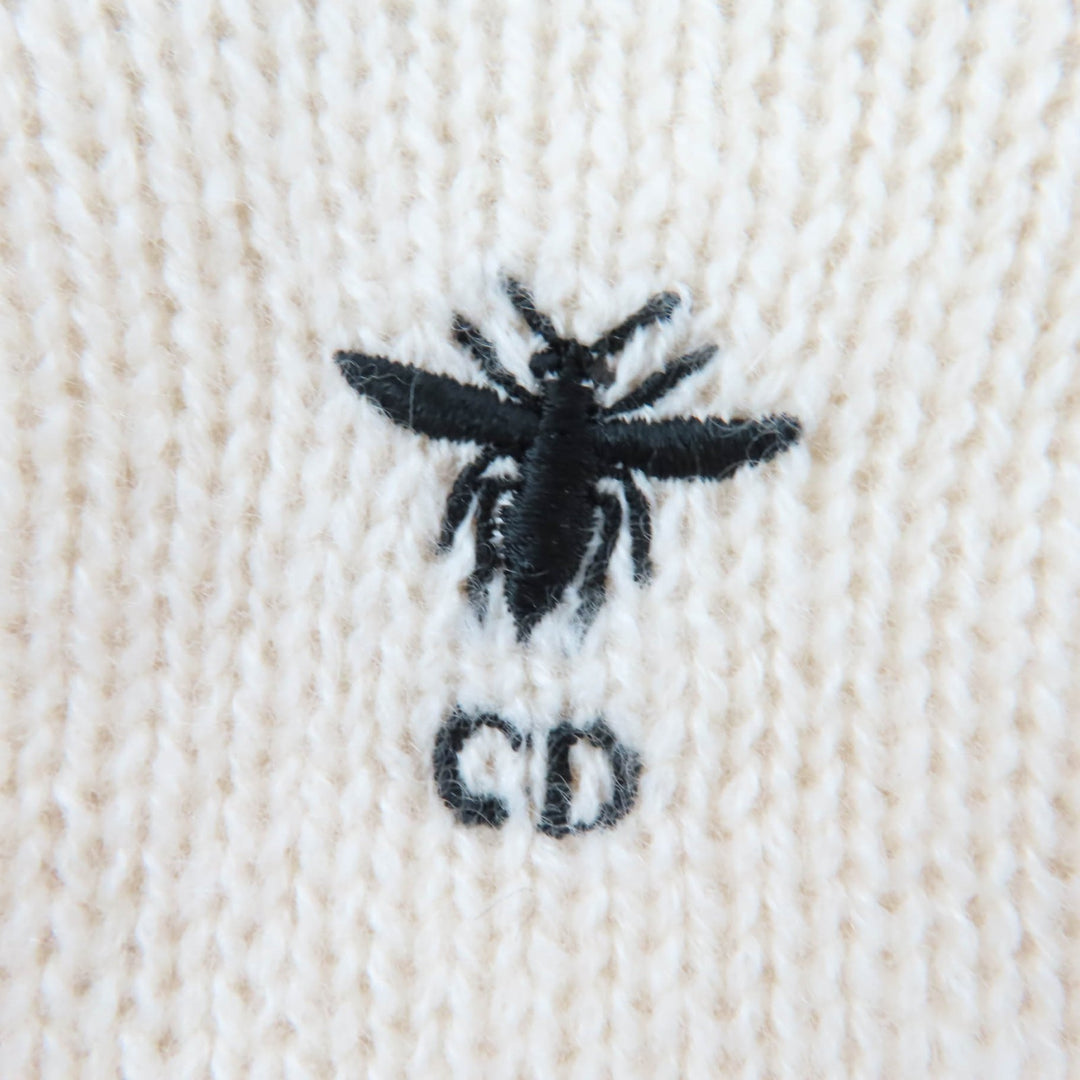 Great Christian Dior knit Bee embroidered long sleeves cashmere 42 014S59AM005