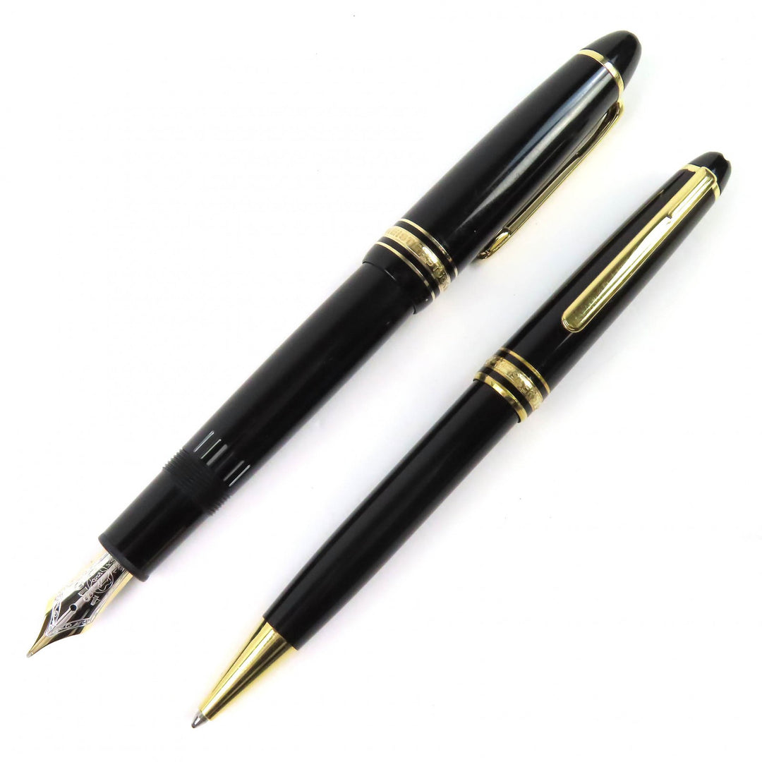 Very Good MONTBLANC Meisterstück Classic 146 Ballpoint Fountain Pen Set of 2 14K