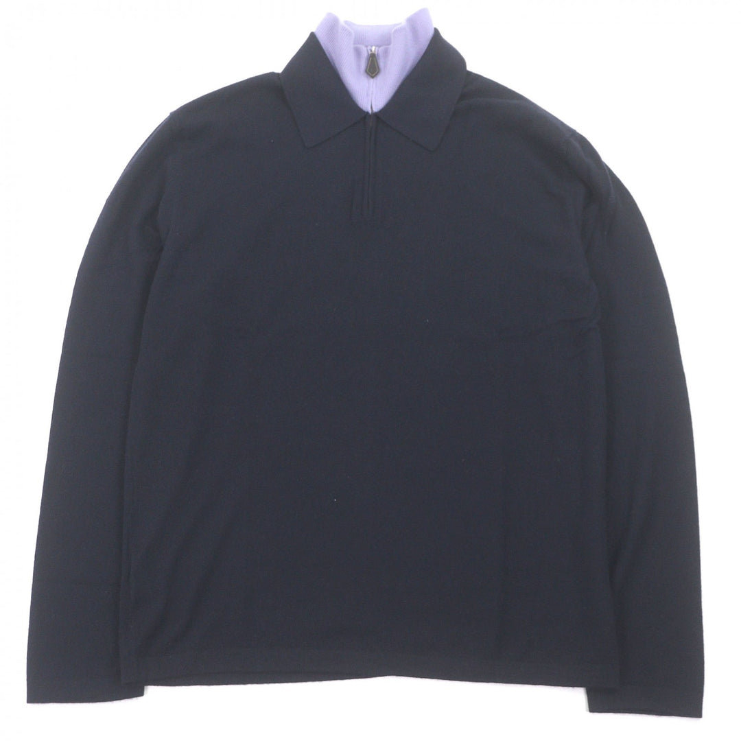 Excellent HERMES sweater Half-zip docking design lightweight