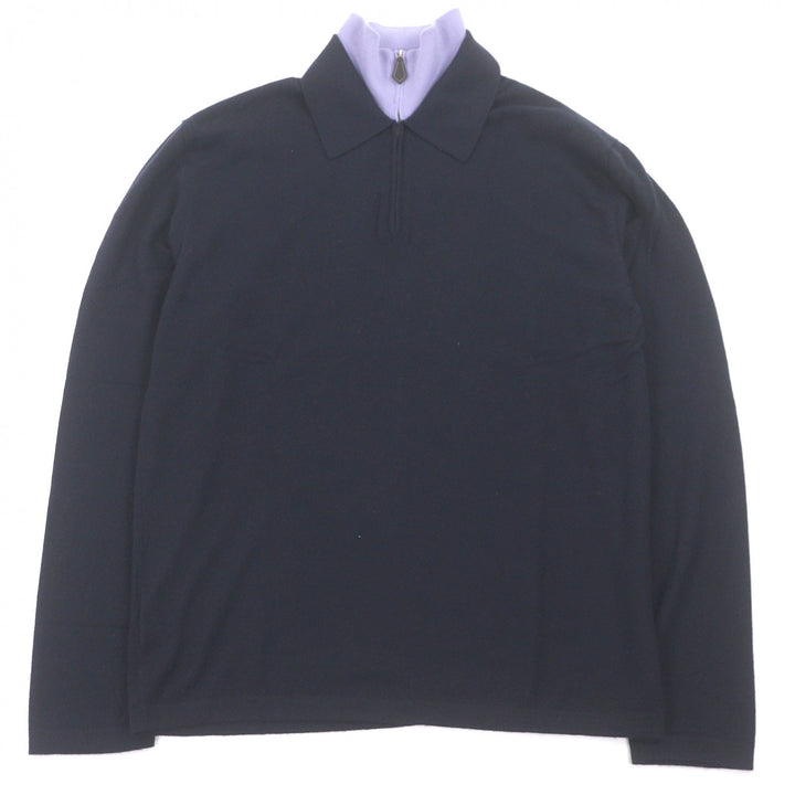 Excellent HERMES sweater Half-zip docking design lightweight