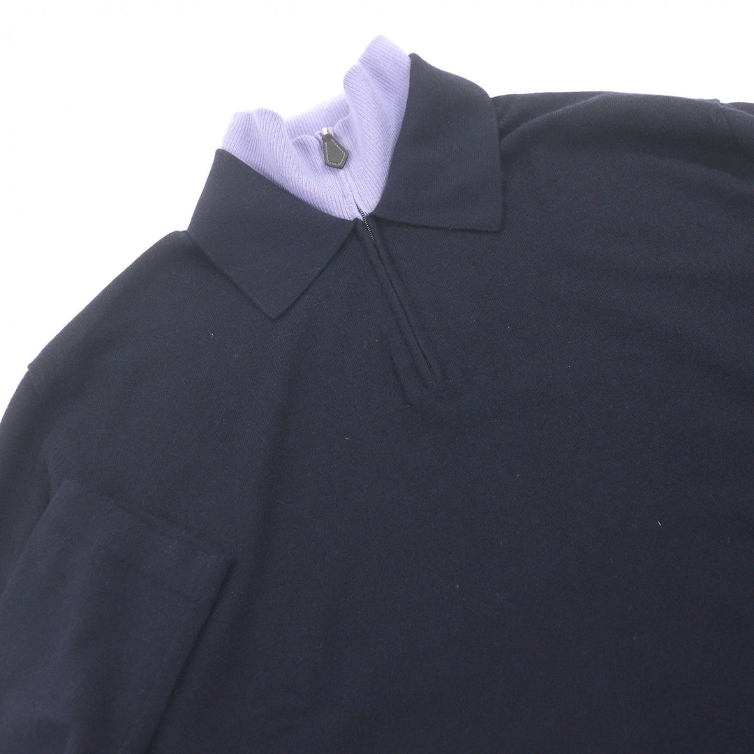 Excellent HERMES sweater Half-zip docking design lightweight