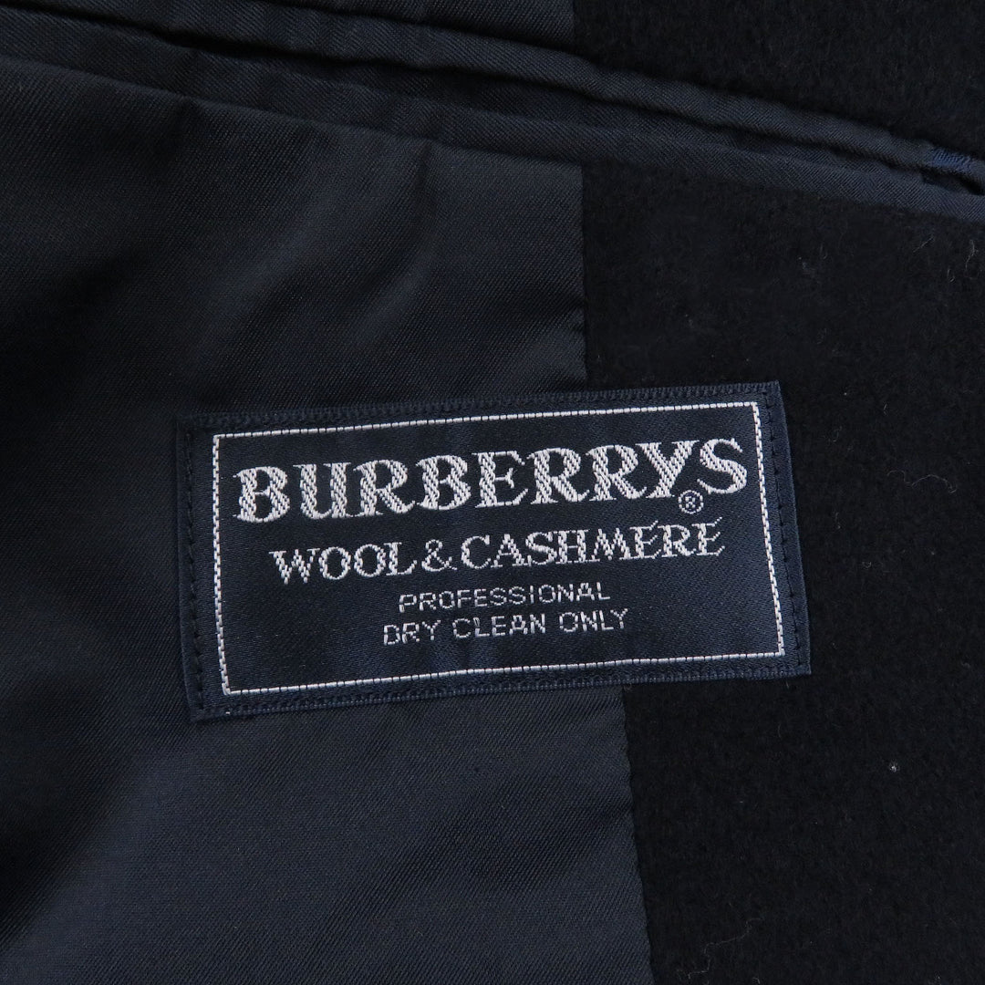 Great Burberrys coat Cashmere blend fly front Navy hair mens