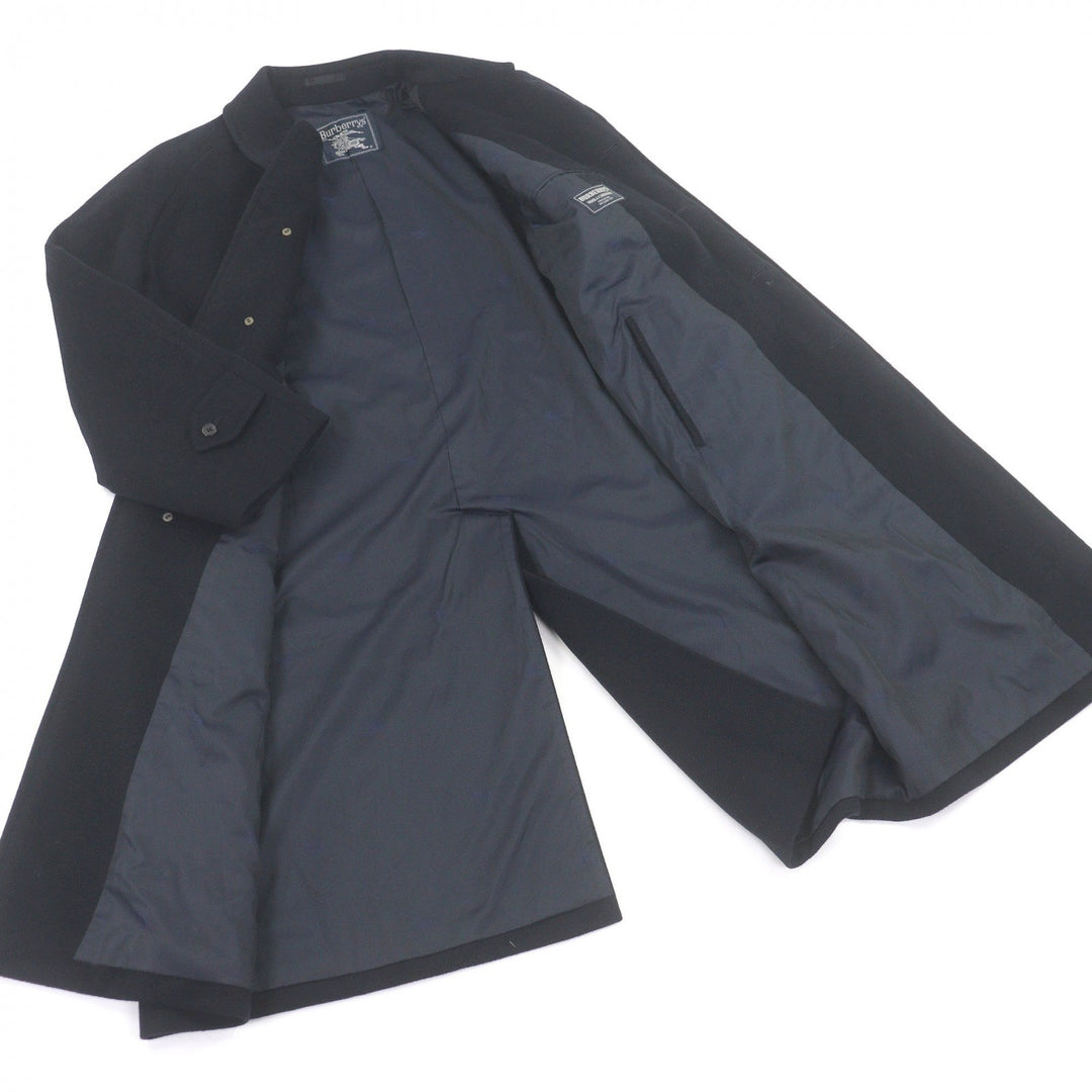 Great Burberrys coat Cashmere blend fly front Navy hair mens