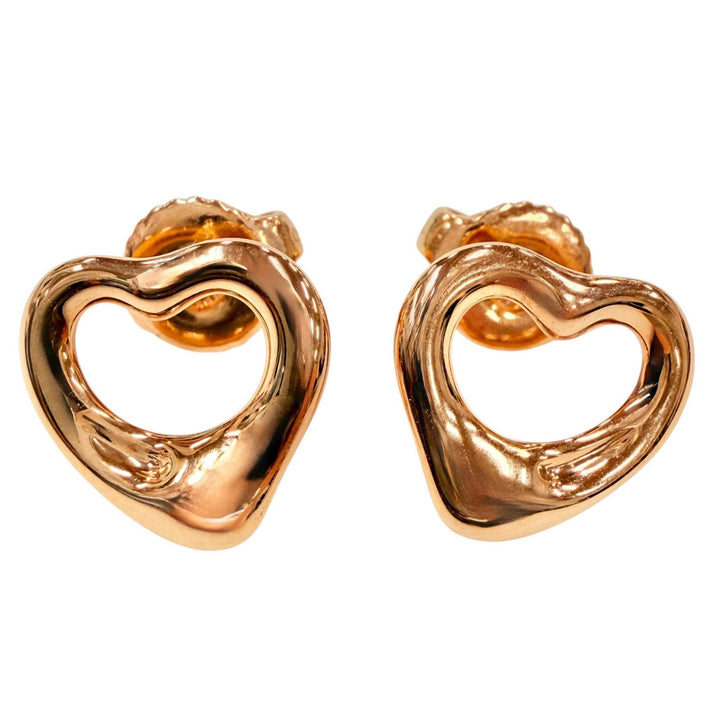 Excellent TIFFANY&Co. Pierce Open Heart Stud Pierce Pink gold AU750 Women