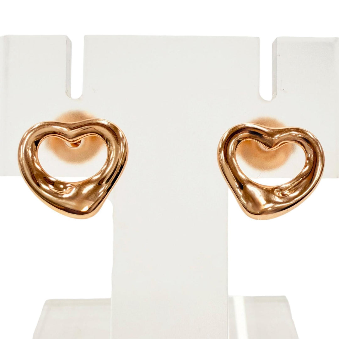 Excellent TIFFANY&Co. Pierce Open Heart Stud Pierce Pink gold AU750 Women