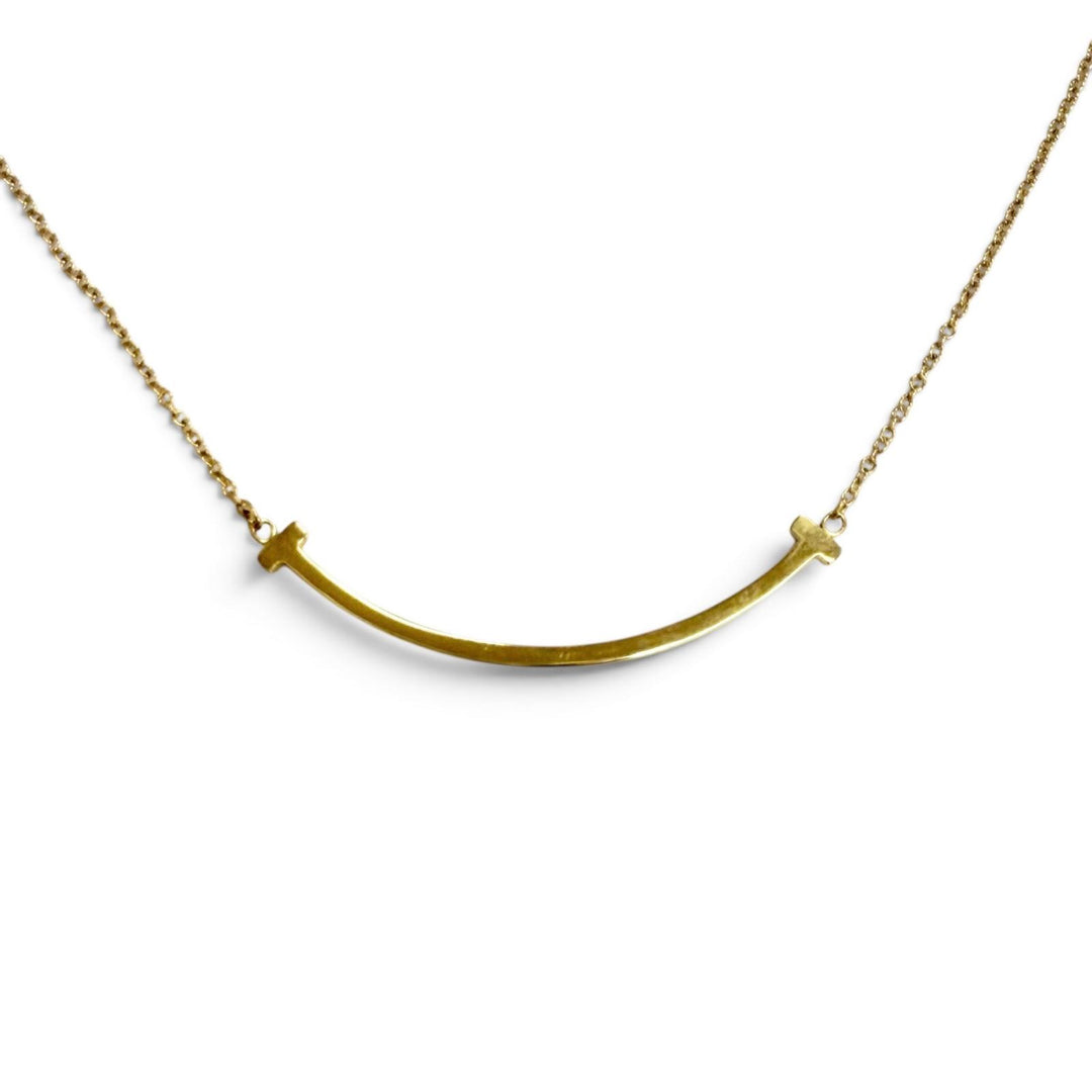 Excellent TIFFANY&Co. Necklace T Smile Pendant Small 750(YG) Yellow Gold Women
