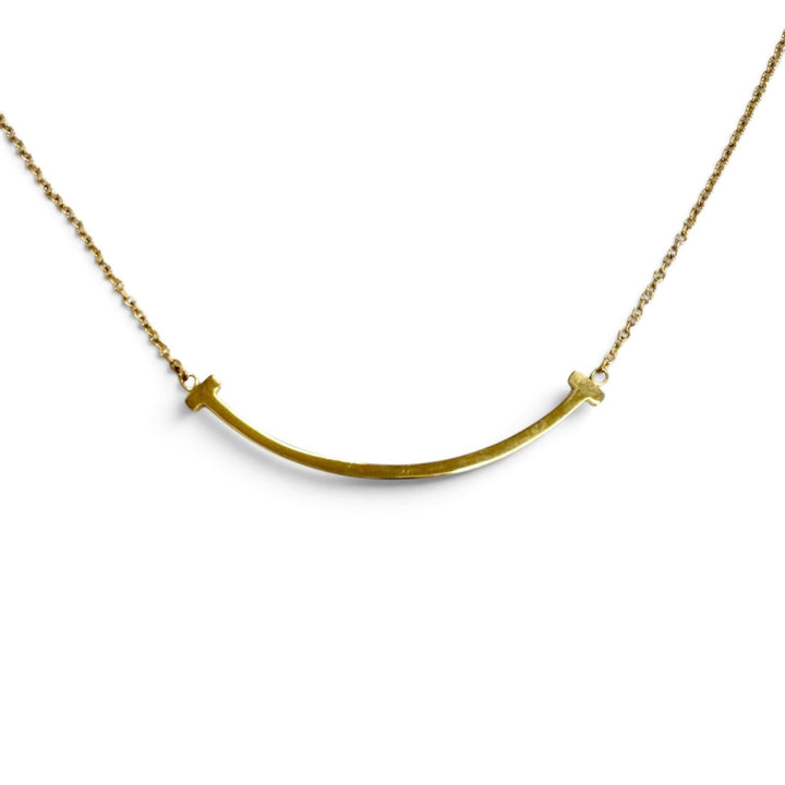 Excellent TIFFANY&Co. Necklace T Smile Pendant Small 750(YG) Yellow Gold Women