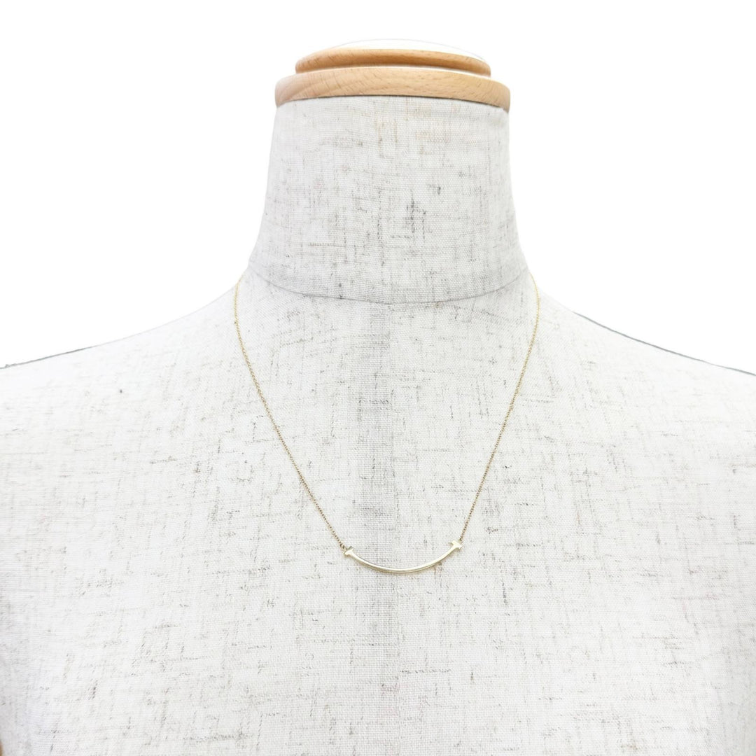 Excellent TIFFANY&Co. Necklace T Smile Pendant Small 750(YG) Yellow Gold Women