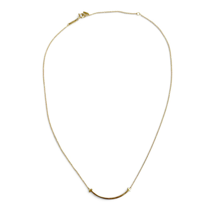 Excellent TIFFANY&Co. Necklace T Smile Pendant Small 750(YG) Yellow Gold Women