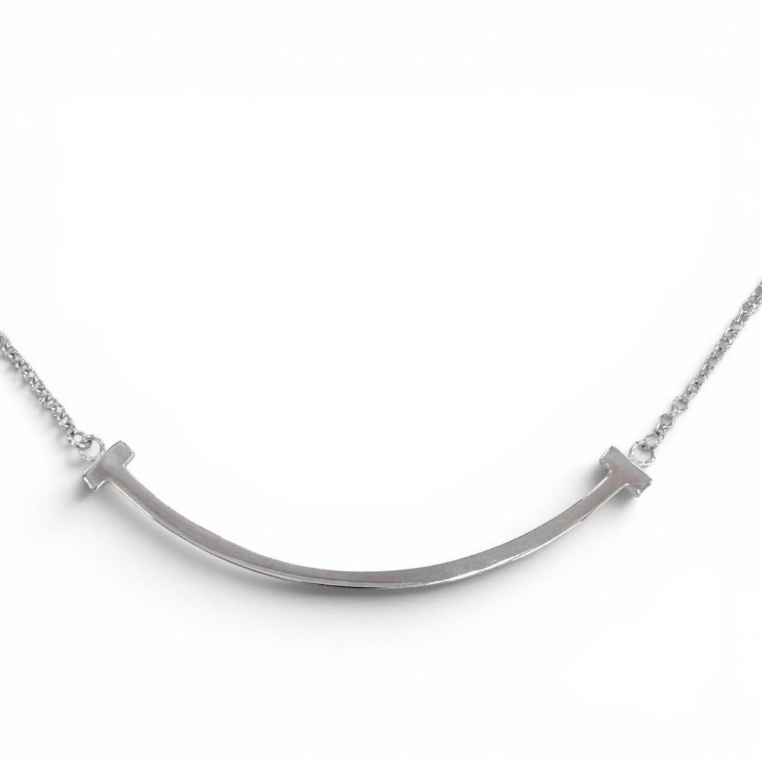 Excellent TIFFANY&Co. Necklace T smile small White gold AU750 Women
