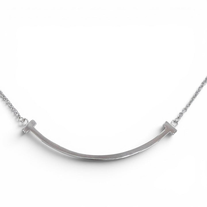 Excellent TIFFANY&Co. Necklace T smile small White gold AU750 Women