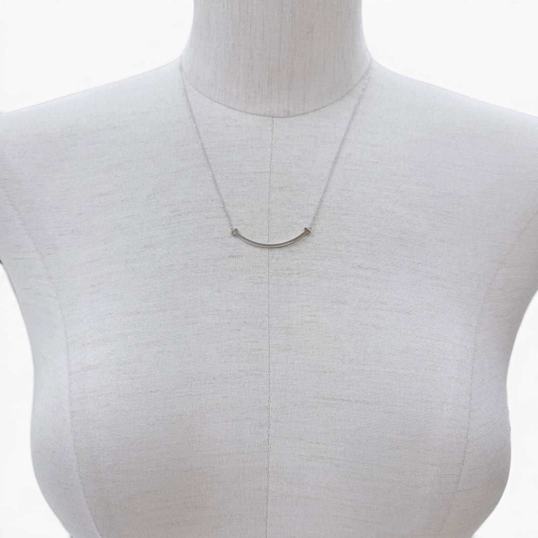 Excellent TIFFANY&Co. Necklace T smile small White gold AU750 Women