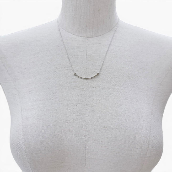 Excellent TIFFANY&Co. Necklace T smile small White gold AU750 Women