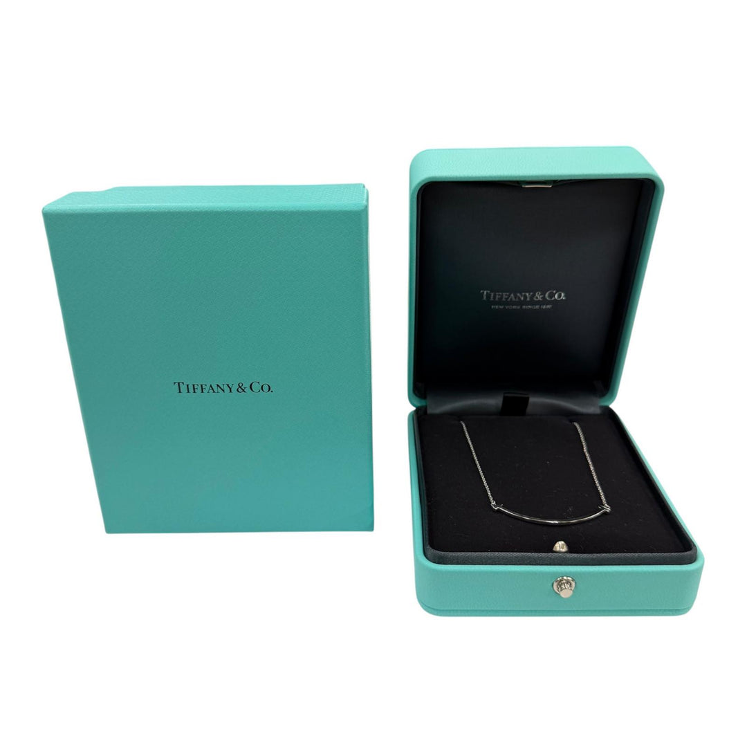 Excellent TIFFANY&Co. Necklace T smile small White gold AU750 Women