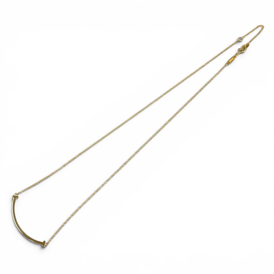 Great TIFFANY&Co. Necklace Smile Pendant Small Yellow Gold AU750 Women