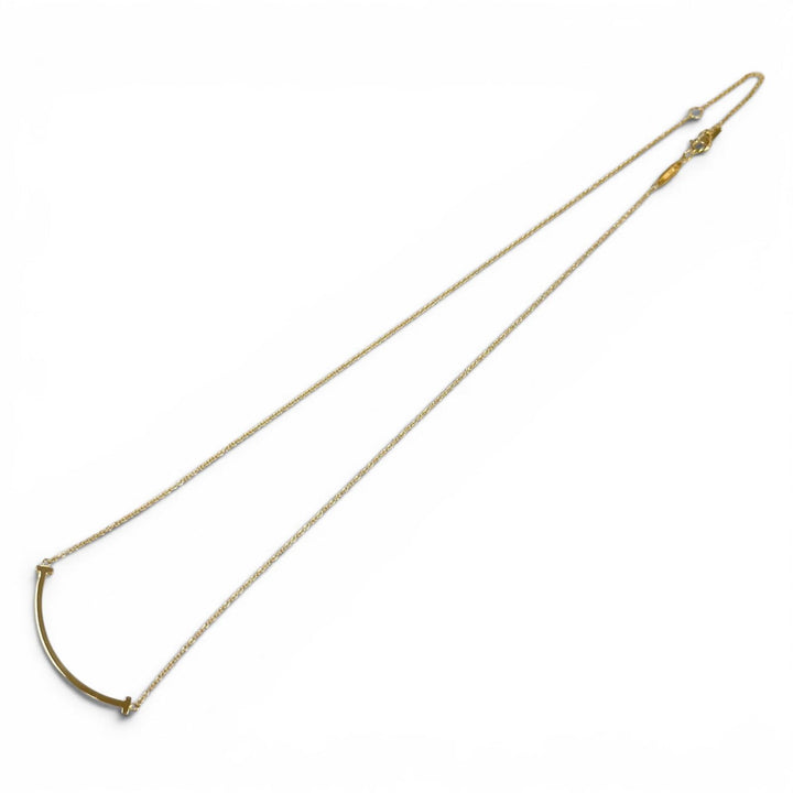 Great TIFFANY&Co. Necklace Smile Pendant Small Yellow Gold AU750 Women
